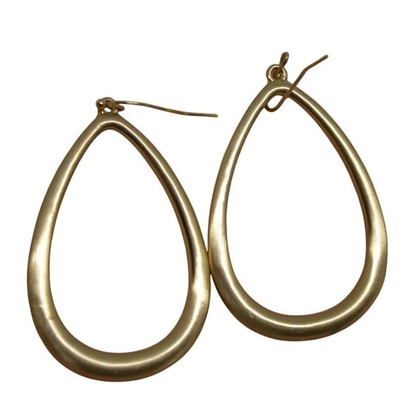 Champagne Gold Tear Drop Dangle Earrings Modern Glam 2" - Picture 1 of 5